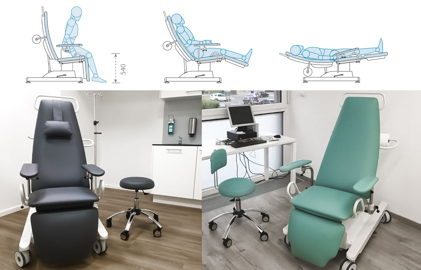 Hospimed - 5.5. Blutentnahmestühle - Blutentnahmesessel N-Line - Polsterfarbe 4103 fuchsia