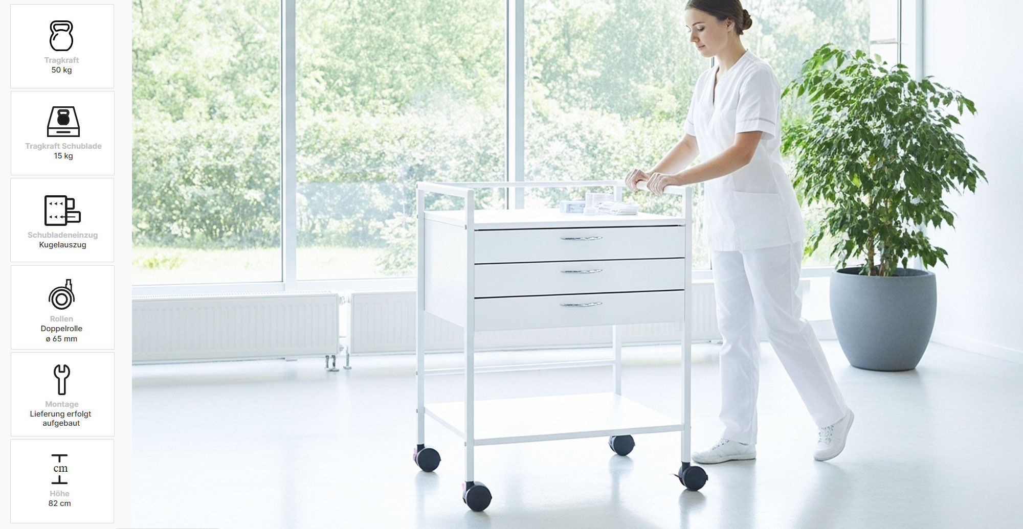 Hospimed - 2.6. Praxiswagen - Praxiswagen AUXILIO - 1 Schublade - Breite 40