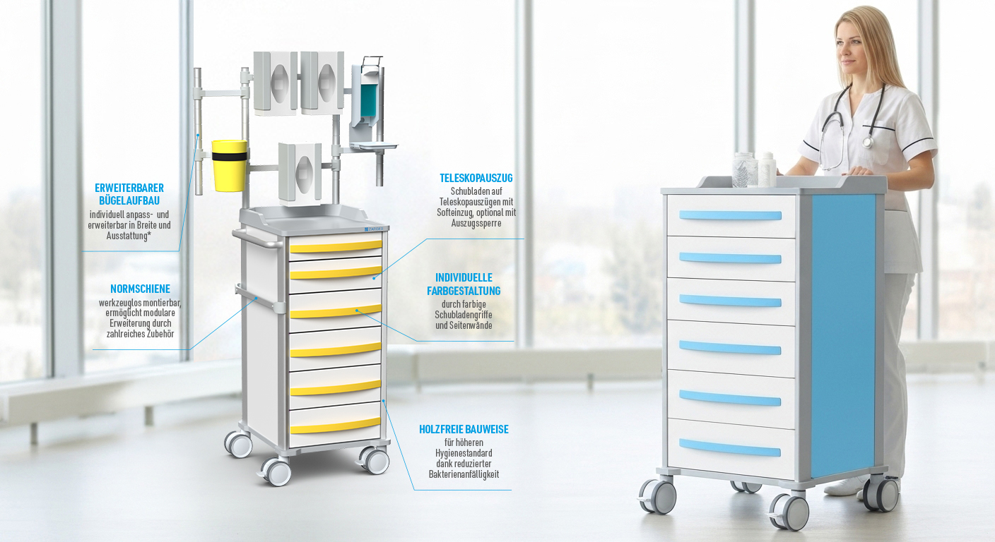 Hospimed - 1.4.2 MPO Funktionswagen - MPO Compact Halb ISO-Wagen I - RAL 9016 verkehrsweiss