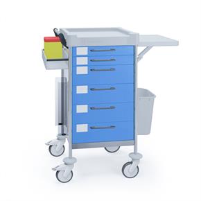 Behandlungswagen Claro III - Klapptablar, 6 Schubladen - Breite 48 cm - H105 cm