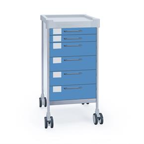Funktionswagen Claro IX - 6 Schubladen - Breite 48 cm - H105 cm - Frontfarbe Blau
