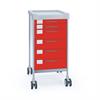 Funktionswagen Claro IX - 6 Schubladen - Breite 48 cm - H105 cm - Frontfarbe Rot