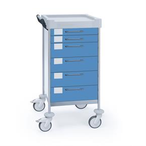 Funktionswagen Claro VIII - 6 Schubladen - Breite 48 cm - H105 cm - Frontfarbe Blau