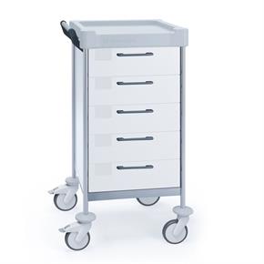 Funktionswagen Claro X - 5 Schubladen - Breite 48 cm - H105 cm - Frontfarbe Weiss