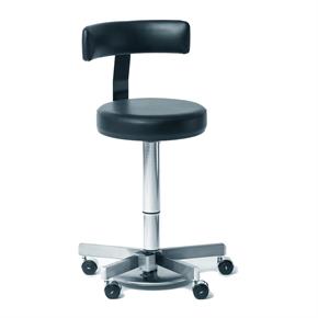 Medic-Hocker - Polstersitz rund - Höhe 52-76cm  mit Rückenstütze