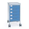 Multifunktionswagen Claro I - 5 Schubladen - Breite 48 cm - H102 cm - Frontfarbe Blau