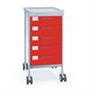 Multifunktionswagen Claro I - 5 Schubladen - Breite 48 cm - H102 cm - Frontfarbe Rot
