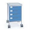 Multifunktionswagen Claro mini I - 4 Schubladen - Breite 48 cm - H90 cm - Frontfarbe Blau