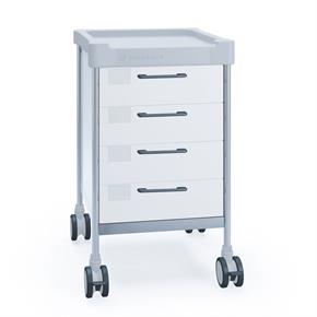 Multifunktionswagen Claro mini I - 4 Schubladen - Breite 48 cm - H90 cm - Frontfarbe Weiss