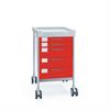 Multifunktionswagen Claro mini V - 5 Schubladen - Breite 48 cm - H90 cm - Frontfarbe Rot