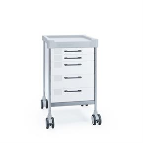 Multifunktionswagen Claro mini V - 5 Schubladen - Breite 48 cm - H90 cm - Frontfarbe Weiss