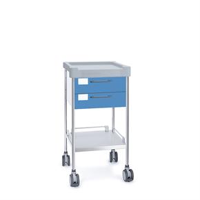 Multifunktionswagen Claro mini VI - 2 Schubladen - Breite 48 cm - H90 cm - Frontfarbe Blau