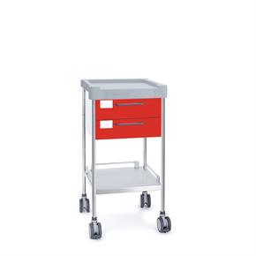 Multifunktionswagen Claro mini VI - 2 Schubladen - Breite 48 cm - H90 cm - Frontfarbe Rot