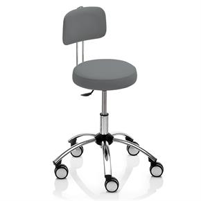 Novak Praxishocker - Fuss sternförmig - mit Rückenlehne und Rollen - Polsterfarbe 3120 silvery