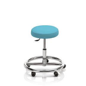 Novak Therapiehocker mit Fussring - mit Rollen - Polsterfarbe 2389 aquamarine
