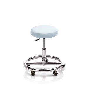 Novak Therapiehocker mit Fussring - mit Rollen - Polsterfarbe 2395 blue moon