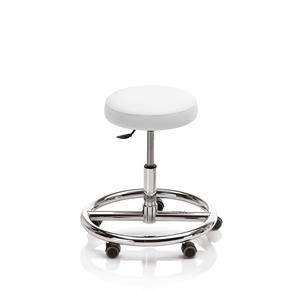 Novak Therapiehocker mit Fussring - mit Rollen - Polsterfarbe 605 snow