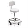 Novak Therapiehocker mit Fussring und Rückenlehne - Rollen - Polsterfarbe 1280 porcelain