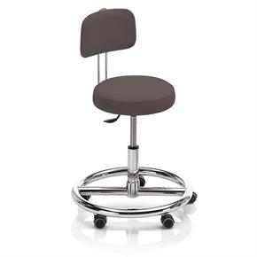 Novak Therapiehocker mit Fussring und Rückenlehne - Rollen - Polsterfarbe 2793 chocolate