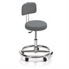Novak Therapiehocker mit Fussring und Rückenlehne - Rollen - Polsterfarbe 3120 silvery