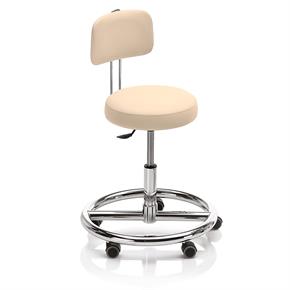 Novak Therapiehocker mit Fussring und Rückenlehne - Rollen - Polsterfarbe 4633 apricot