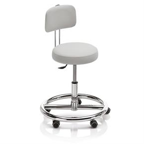 Novak Therapiehocker mit Fussring und Rückenlehne - Rollen - Polsterfarbe 4635 retro