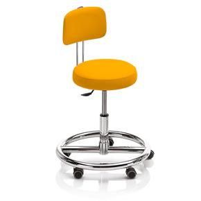 Novak Therapiehocker mit Fussring und Rückenlehne - Rollen - Polsterfarbe 4861 pumpkin