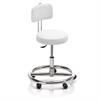 Novak Therapiehocker mit Fussring und Rückenlehne - Rollen - Polsterfarbe 605 snow