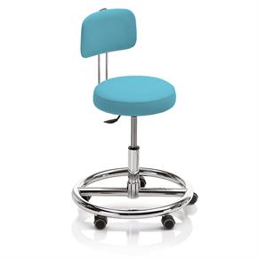 Noval Therapiehocker mit Fussring und Rückenlehne - Rollen - 2389 aquamarine