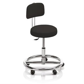 Noval Therapiehocker mit Fussring und Rückenlehne - Rollen - Polsterfarbe 1208 antistatic