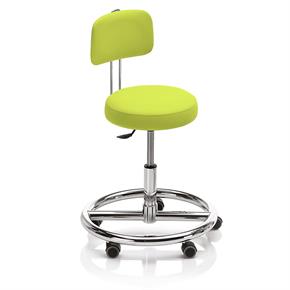 Noval Therapiehocker mit Fussring und Rückenlehne - Rollen - Polsterfarbe 2394 willow