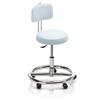 Noval Therapiehocker mit Fussring und Rückenlehne - Rollen - Polsterfarbe 2395 blue moon