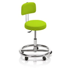Noval Therapiehocker mit Fussring und Rückenlehne - Rollen - Polsterfarbe 2794 picnic