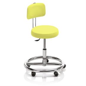Noval Therapiehocker mit Fussring und Rückenlehne - Rollen - Polsterfarbe 2795 lemon