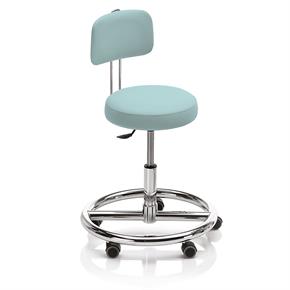 Noval Therapiehocker mit Fussring und Rückenlehne - Rollen - Polsterfarbe 2797 mint