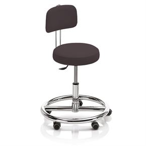 Noval Therapiehocker mit Fussring und Rückenlehne - Rollen - Polsterfarbe 3290 mocca