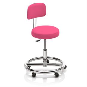 Noval Therapiehocker mit Fussring und Rückenlehne - Rollen - Polsterfarbe 4103 fuchsia