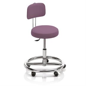 Noval Therapiehocker mit Fussring und Rückenlehne - Rollen - Polsterfarbe 4634 lavanda