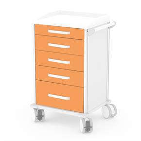 Verband- und Behandlungswagen Amigo IV - Frontfarbe RAL1034 - Pastellgelb
