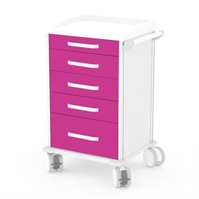 Verband- und Behandlungswagen Amigo IV - Frontfarbe RAL4003 - Erikaviolett