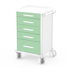 Verband- und Behandlungswagen Amigo IV - Frontfarbe RAL6019 - Weißgrün