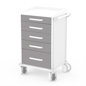 Verband- und Behandlungswagen Amigo IV - Frontfarbe RAL9006 - Weissaluminium